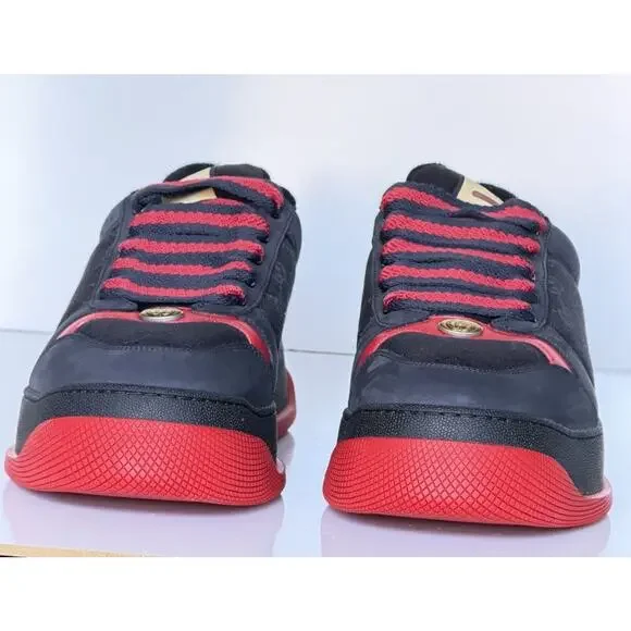 Gucci GG Double Screener Black/Red Sneakers 12 US (11.5 Gucci) 750048 IT NIB